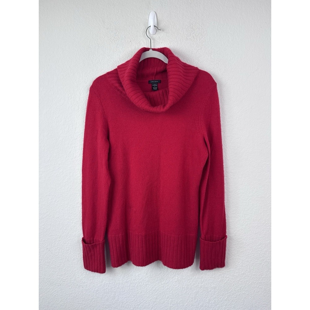 Only Mine 100% Cashmere Turtleneck Sweater Women's L Red Pullover Soft Luxury‎